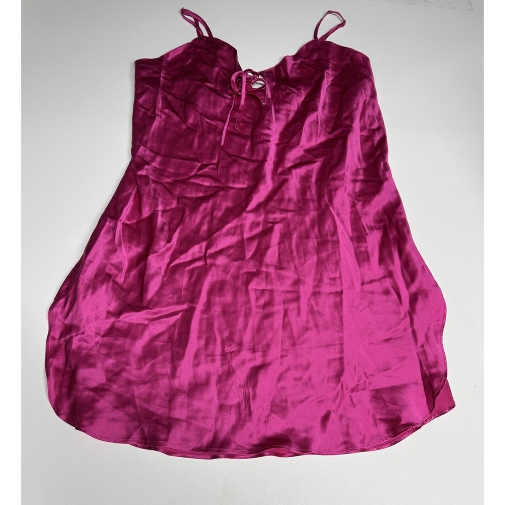 Victorias Secret Gold Label Pink Silk Nightgown Slip Dress Medium Tie Front